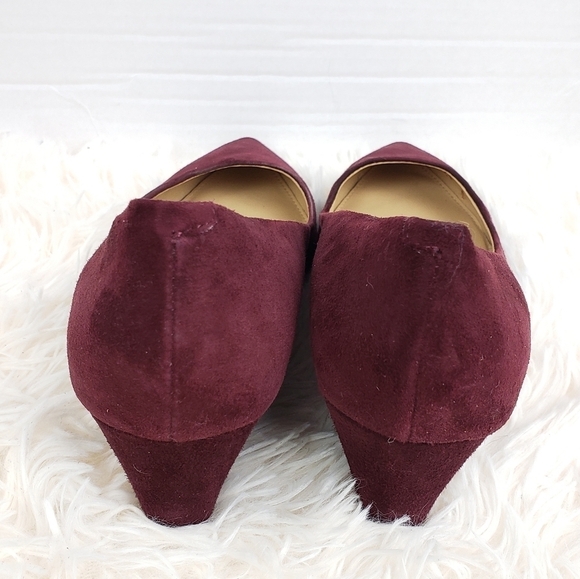 Talbots‎ Burgundy Platform Wedges Suede Sz 7 NARROW - Picture 6 of 7